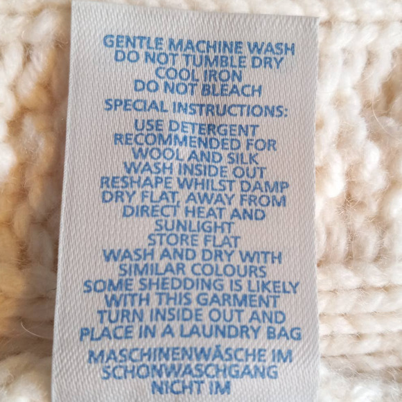 Boden | Wool Alpaca Mohair Cream & Neon Orange Cable-Knit Tunic Sweater UNIQUE - Picture 9 of 11